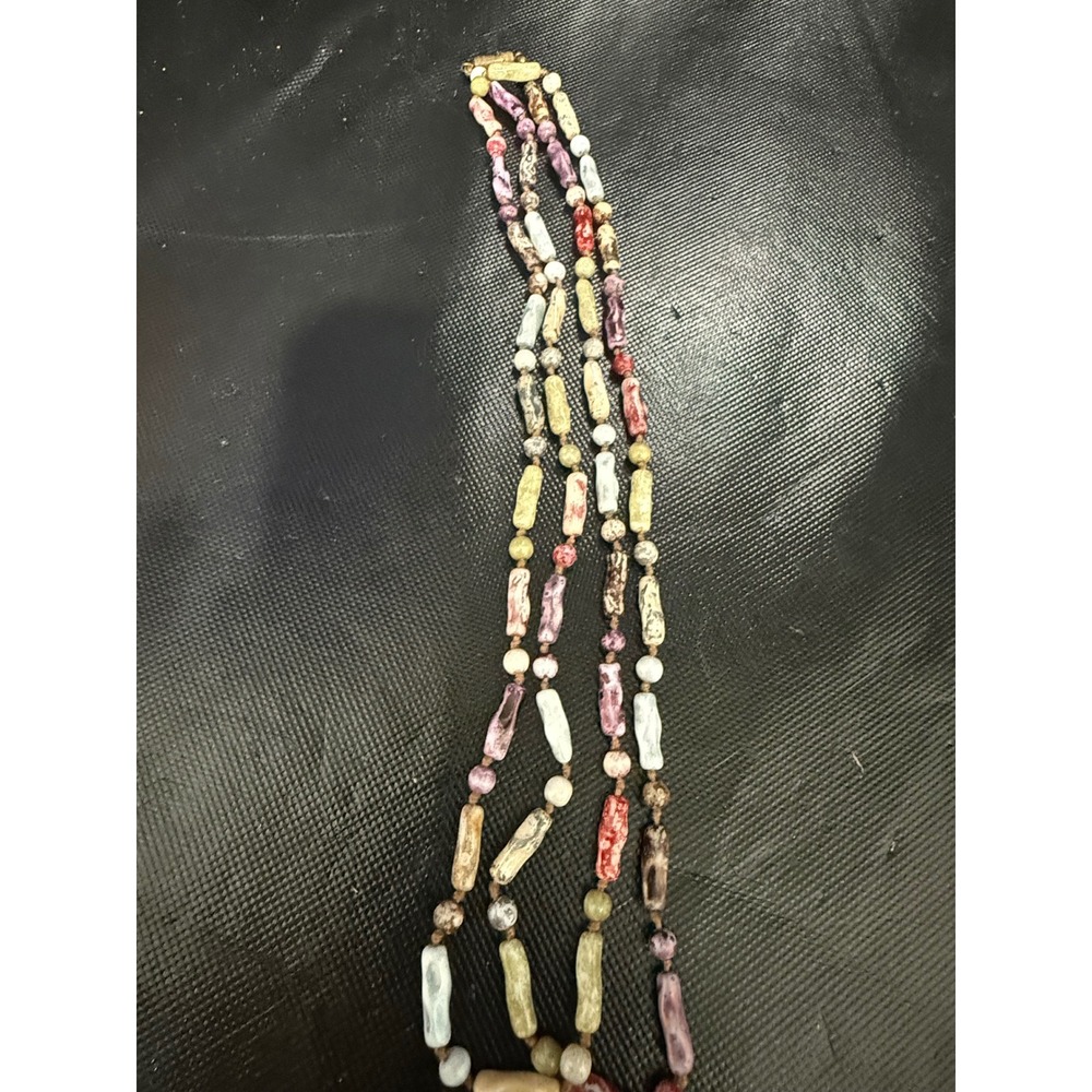Vintage Chinese Glass Bead Necklace Mixed Colors